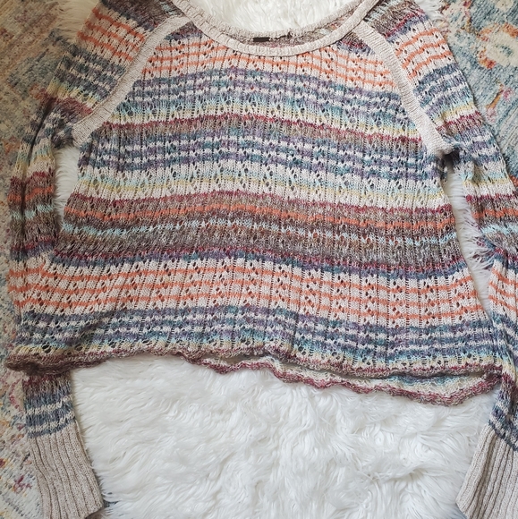 Free People | Wide Neck Striped Open Knit Sweater - Picture 4 of 4